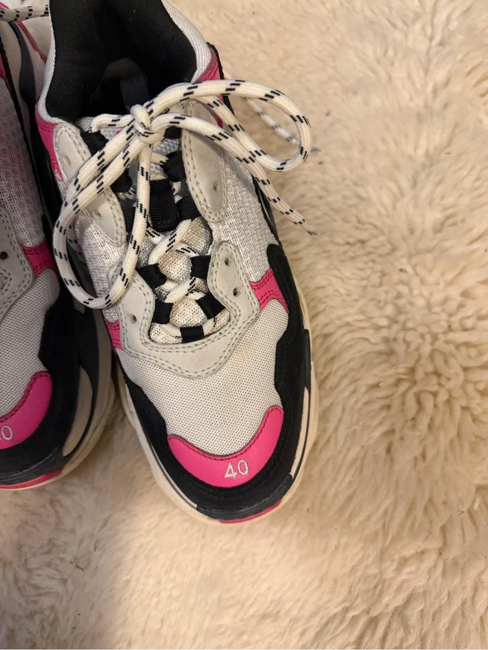 Balenciaga White Pink Black Triple S Sneakers